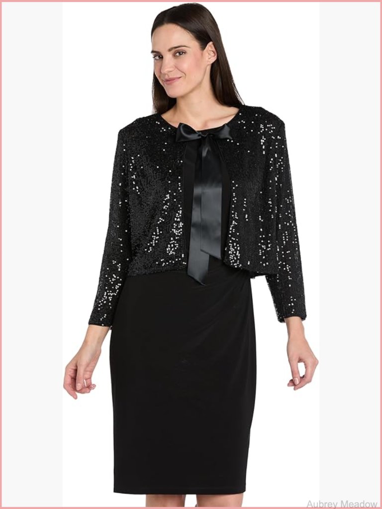 Starry Night Sequin Bolero Shrug Long Sleeve Evening Wrap